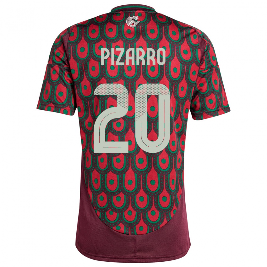 Dame Mexico Rodolfo Pizarro #20 Rødbrun Hjemmetrøye Drakt Trøye 24-26 Skjorter T-Skjorte