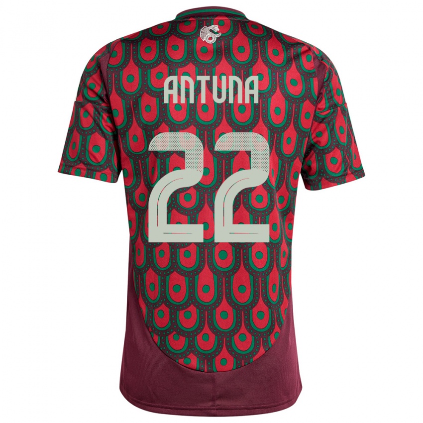 Dame Mexico Uriel Antuna #22 Rødbrun Hjemmetrøye Drakt Trøye 24-26 Skjorter T-Skjorte