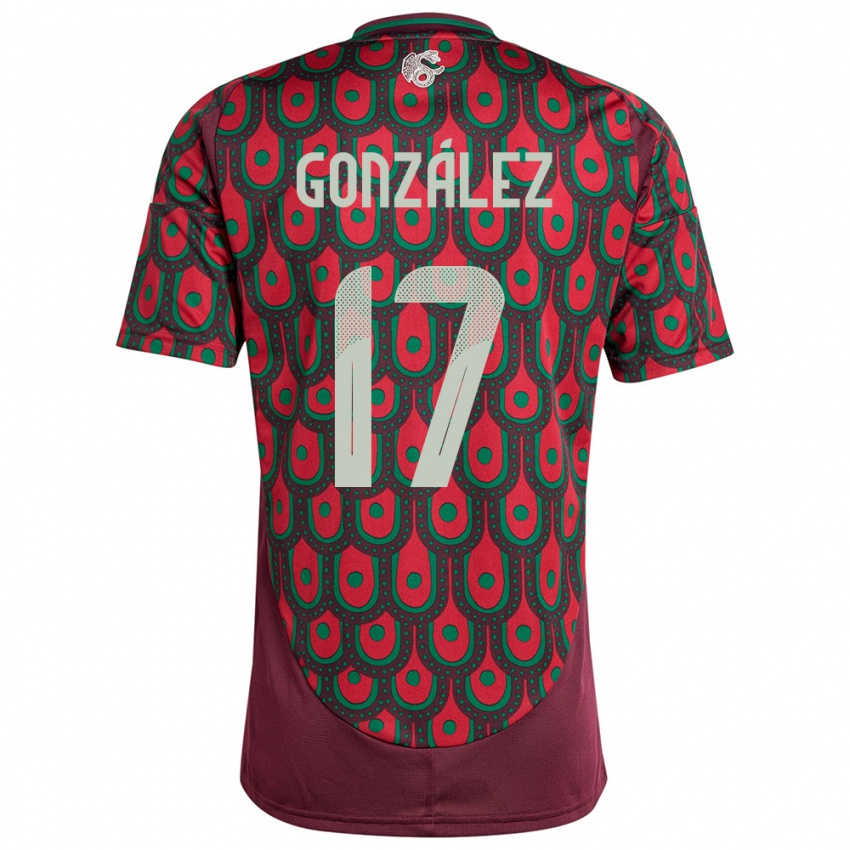 Dame Mexico Alison Gonzalez #17 Rødbrun Hjemmetrøye Drakt Trøye 24-26 Skjorter T-Skjorte