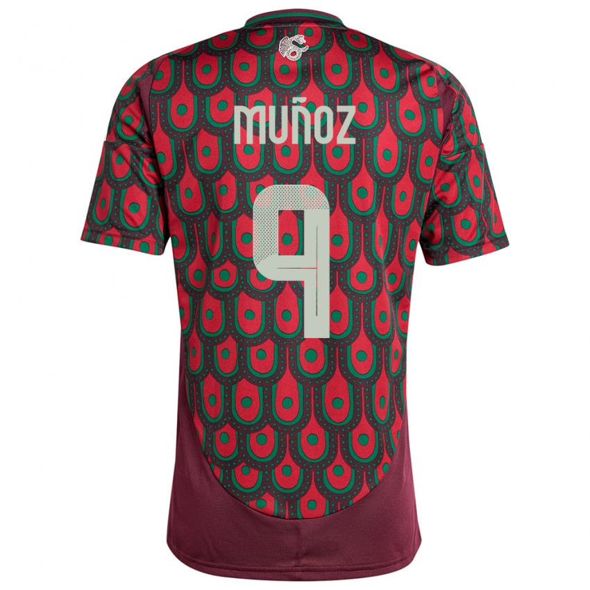 Dame Mexico Santiago Munoz #9 Rødbrun Hjemmetrøye Drakt Trøye 24-26 Skjorter T-Skjorte