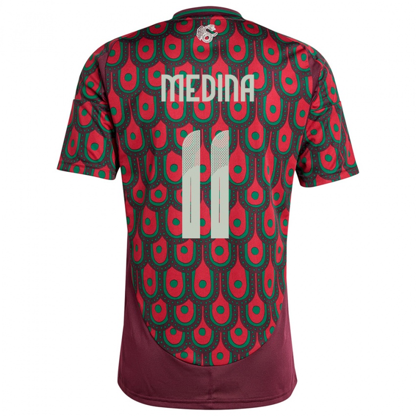 Dame Mexico Diego Medina #11 Rødbrun Hjemmetrøye Drakt Trøye 24-26 Skjorter T-Skjorte