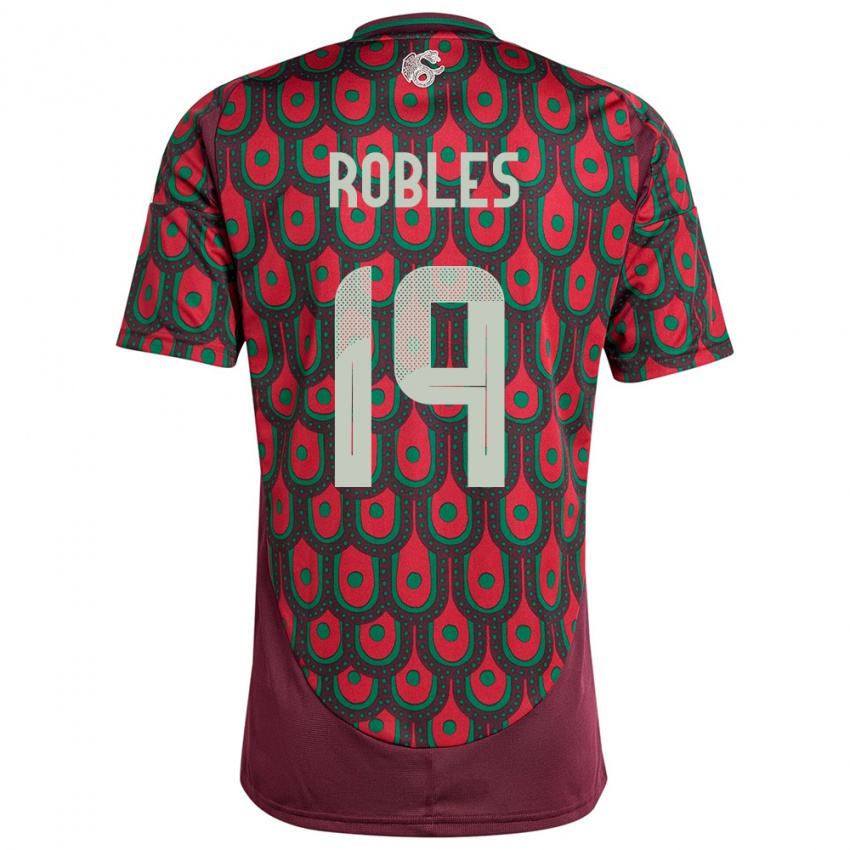 Dame Mexico Angel Robles #19 Rødbrun Hjemmetrøye Drakt Trøye 24-26 Skjorter T-Skjorte