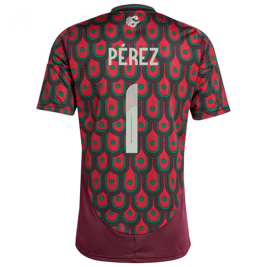Dame Mexico Emiliano Perez #1 Rødbrun Hjemmetrøye Drakt Trøye 24-26 Skjorter T-Skjorte