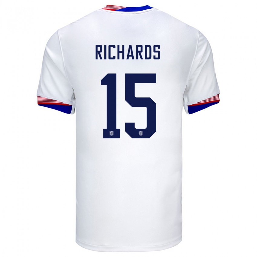Dame Usa Chris Richards #15 Hvit Hjemmetrøye Drakt Trøye 24-26 Skjorter T-Skjorte