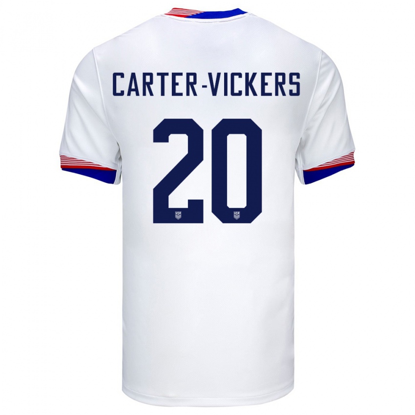 Dame Usa Cameron Carter-Vickers #20 Hvit Hjemmetrøye Drakt Trøye 24-26 Skjorter T-Skjorte