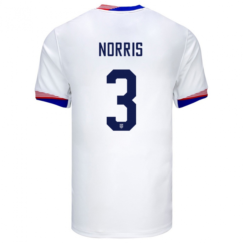 Dame Usa Nolan Norris #3 Hvit Hjemmetrøye Drakt Trøye 24-26 Skjorter T-Skjorte