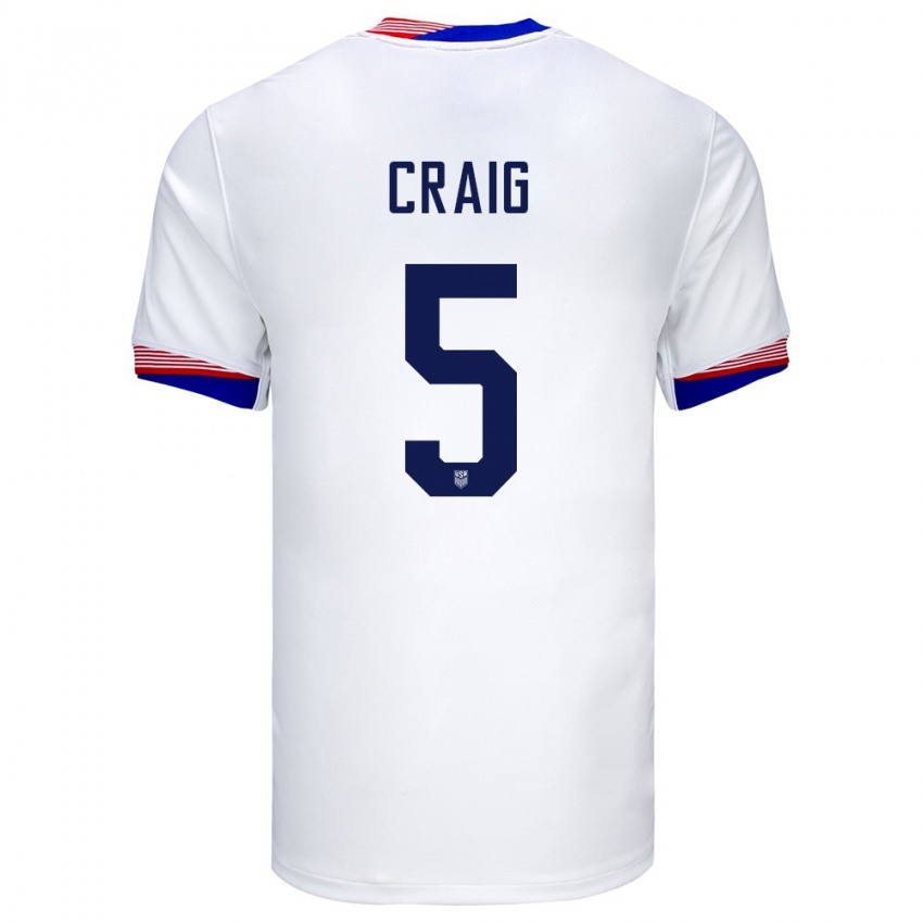 Dame Usa Brandan Craig #5 Hvit Hjemmetrøye Drakt Trøye 24-26 Skjorter T-Skjorte