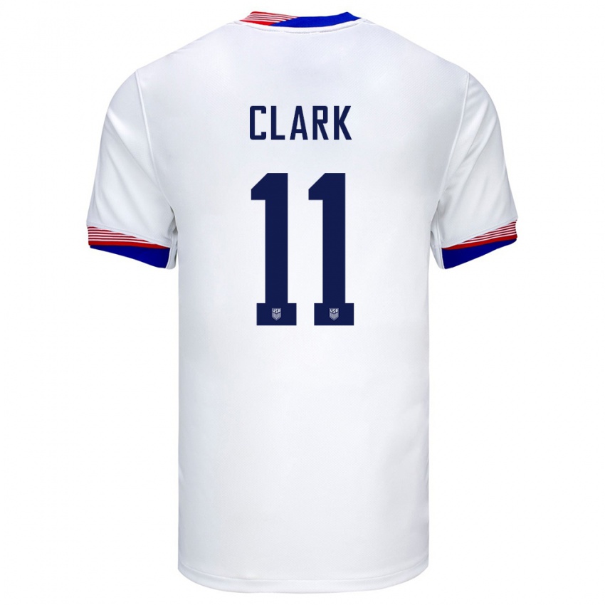 Dame Usa Caden Clark #11 Hvit Hjemmetrøye Drakt Trøye 24-26 Skjorter T-Skjorte