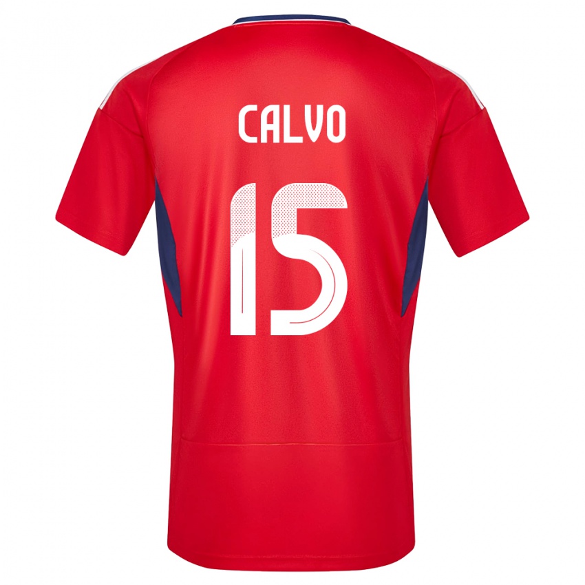Dame Costa Rica Francisco Calvo #15 Rød Hjemmetrøye Drakt Trøye 24-26 Skjorter T-Skjorte