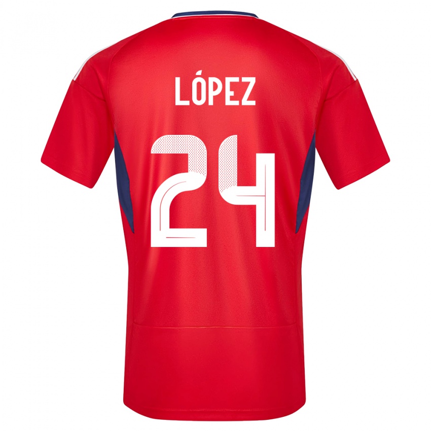 Dame Costa Rica Douglas Lopez #24 Rød Hjemmetrøye Drakt Trøye 24-26 Skjorter T-Skjorte