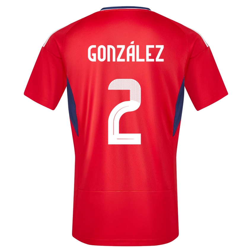 Dame Costa Rica Julian Gonzalez #2 Rød Hjemmetrøye Drakt Trøye 24-26 Skjorter T-Skjorte