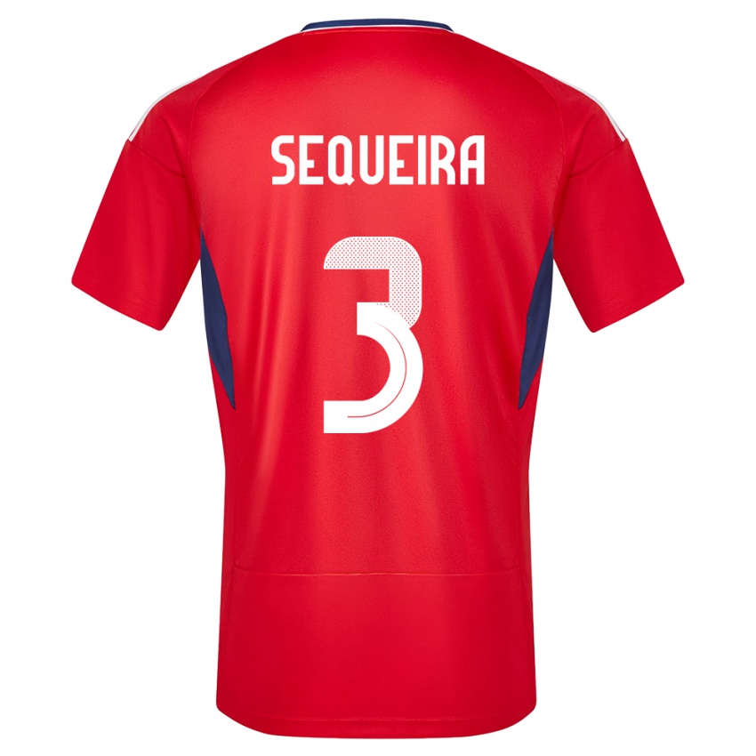 Dame Costa Rica Douglas Sequeira #3 Rød Hjemmetrøye Drakt Trøye 24-26 Skjorter T-Skjorte