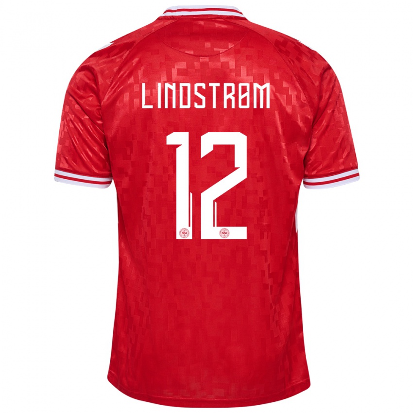 Dame Danmark Jesper Lindstrom #12 Rød Hjemmetrøye Drakt Trøye 24-26 Skjorter T-Skjorte