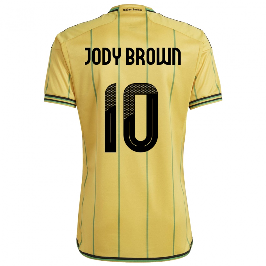 Dame Jamaica Jody Brown #10 Gul Hjemmetrøye Drakt Trøye 24-26 Skjorter T-Skjorte