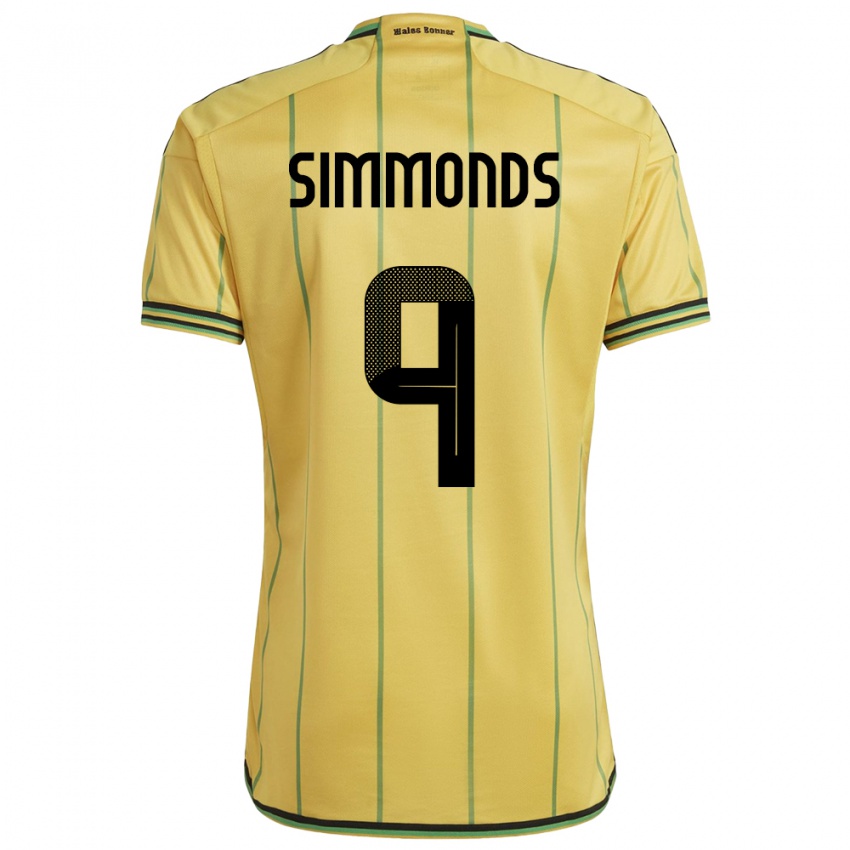 Dame Jamaica Kameron Simmonds #9 Gul Hjemmetrøye Drakt Trøye 24-26 Skjorter T-Skjorte