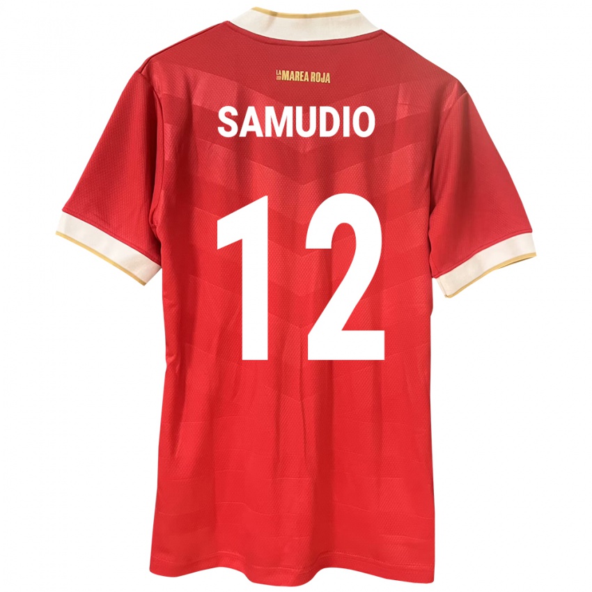 Dame Panama César Samudio #12 Rød Hjemmetrøye Drakt Trøye 24-26 Skjorter T-Skjorte