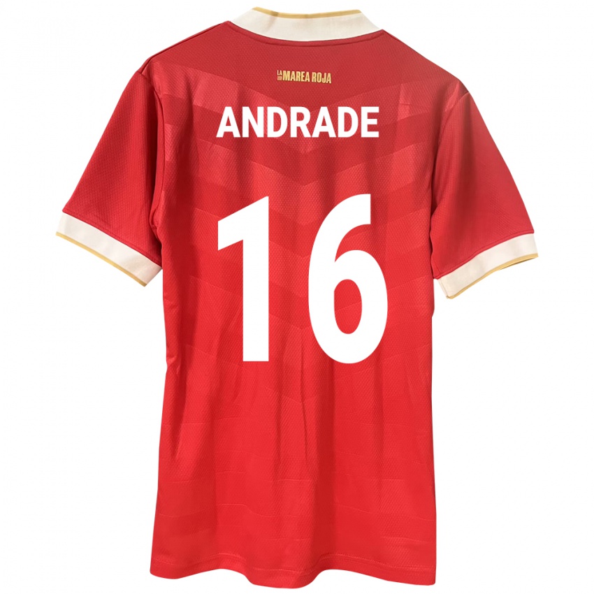 Dame Panama Andrés Andrade #16 Rød Hjemmetrøye Drakt Trøye 24-26 Skjorter T-Skjorte