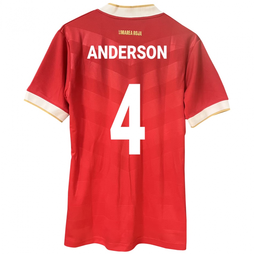 Dame Panama Eduardo Anderson #4 Rød Hjemmetrøye Drakt Trøye 24-26 Skjorter T-Skjorte