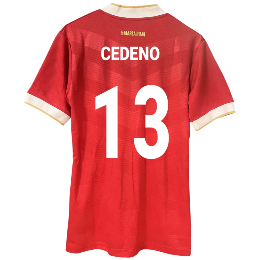 Dame Panama Edward Cedeño #13 Rød Hjemmetrøye Drakt Trøye 24-26 Skjorter T-Skjorte
