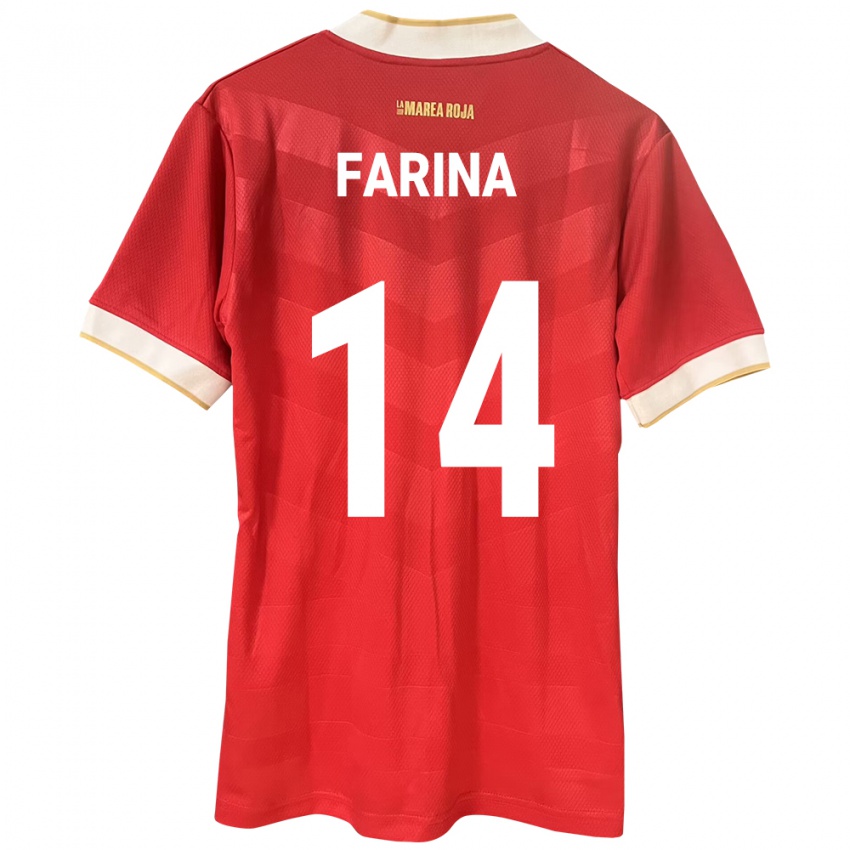 Dame Panama Edgardo Fariña #14 Rød Hjemmetrøye Drakt Trøye 24-26 Skjorter T-Skjorte