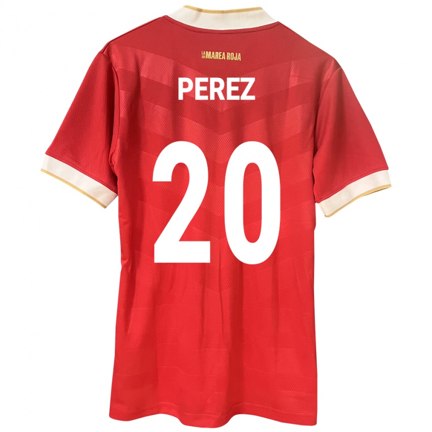 Dame Panama Blas Pérez #20 Rød Hjemmetrøye Drakt Trøye 24-26 Skjorter T-Skjorte