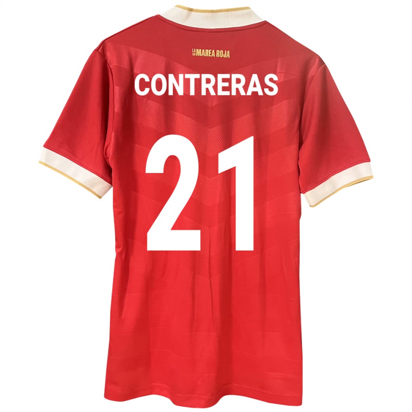 Dame Panama Davis Contreras #21 Rød Hjemmetrøye Drakt Trøye 24-26 Skjorter T-Skjorte