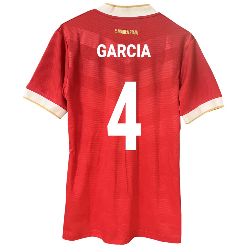 Dame Panama Giancarlos García #4 Rød Hjemmetrøye Drakt Trøye 24-26 Skjorter T-Skjorte