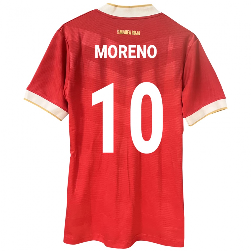 Dame Panama Éric Moreno #10 Rød Hjemmetrøye Drakt Trøye 24-26 Skjorter T-Skjorte