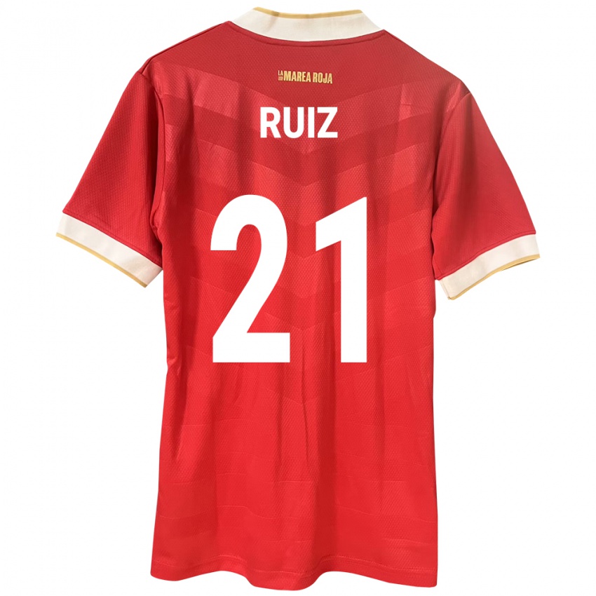 Dame Panama Alberto Ruiz #21 Rød Hjemmetrøye Drakt Trøye 24-26 Skjorter T-Skjorte