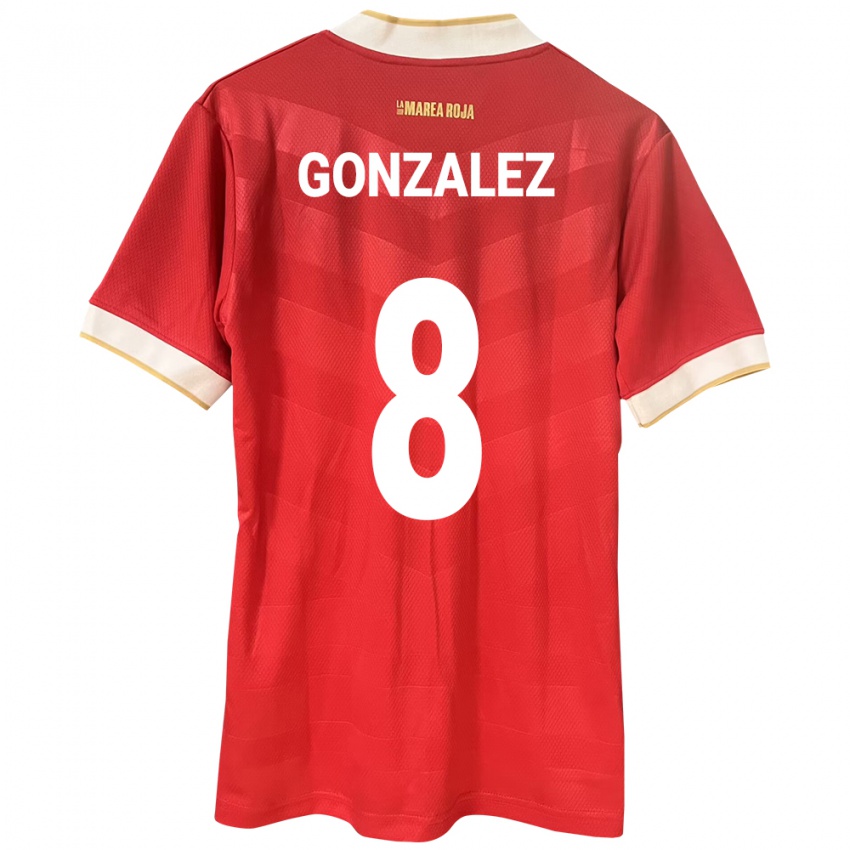 Dame Panama Schiandra González #8 Rød Hjemmetrøye Drakt Trøye 24-26 Skjorter T-Skjorte