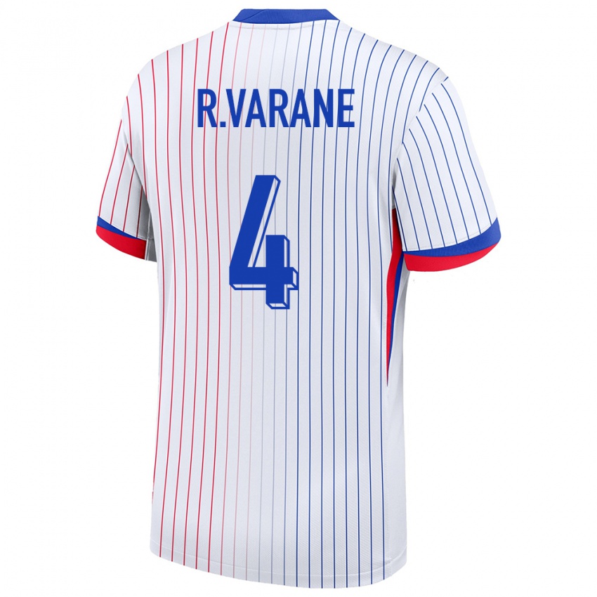 Dame Frankrike Raphael Varane #4 Hvit Bortetrøye Drakt Trøye 24-26 Skjorter T-Skjorte