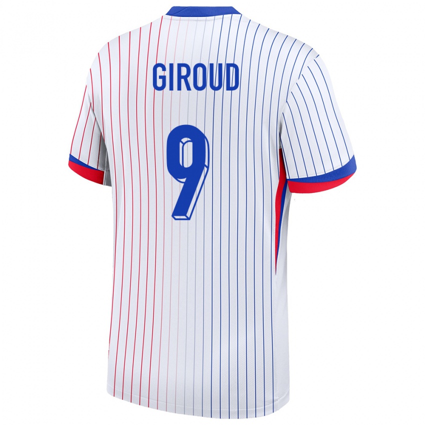 Dame Frankrike Olivier Giroud #9 Hvit Bortetrøye Drakt Trøye 24-26 Skjorter T-Skjorte