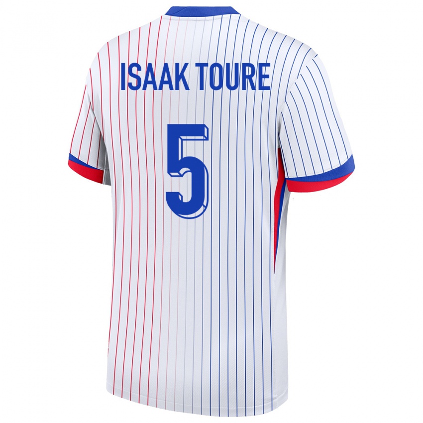Dame Frankrike Souleymane Isaak Toure #5 Hvit Bortetrøye Drakt Trøye 24-26 Skjorter T-Skjorte