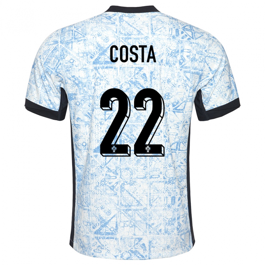 Dame Portugal Diogo Costa #22 Kremblå Bortetrøye Drakt Trøye 24-26 Skjorter T-Skjorte
