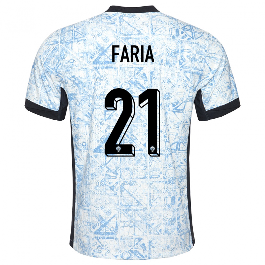 Dame Portugal Andreia Faria #21 Kremblå Bortetrøye Drakt Trøye 24-26 Skjorter T-Skjorte