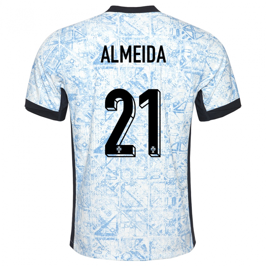 Dame Portugal Andre Almeida #21 Kremblå Bortetrøye Drakt Trøye 24-26 Skjorter T-Skjorte