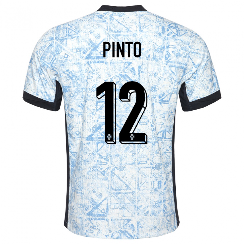Dame Portugal Diogo Pinto #12 Kremblå Bortetrøye Drakt Trøye 24-26 Skjorter T-Skjorte