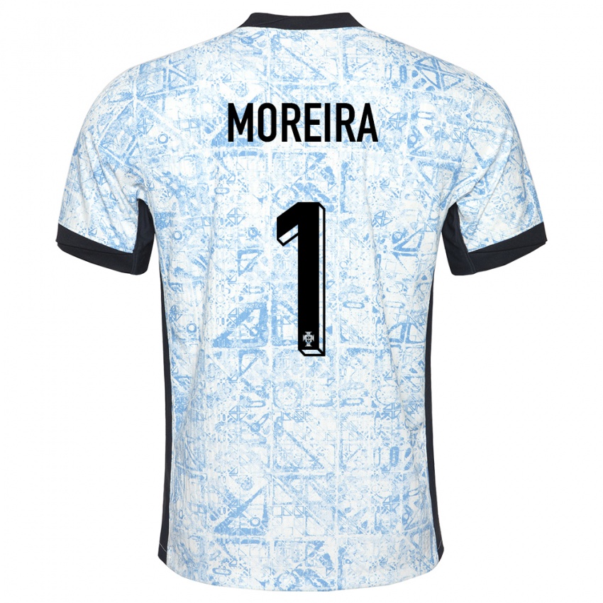 Dame Portugal Andre Moreira #1 Kremblå Bortetrøye Drakt Trøye 24-26 Skjorter T-Skjorte