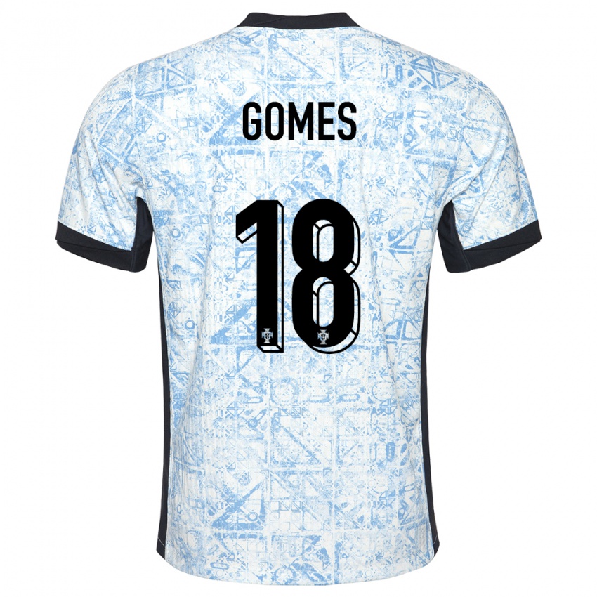 Dame Portugal Andre Gomes #18 Kremblå Bortetrøye Drakt Trøye 24-26 Skjorter T-Skjorte