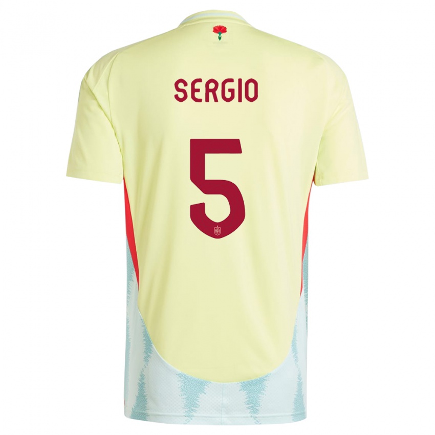 Dame Spania Sergio Busquets #5 Gul Bortetrøye Drakt Trøye 24-26 Skjorter T-Skjorte