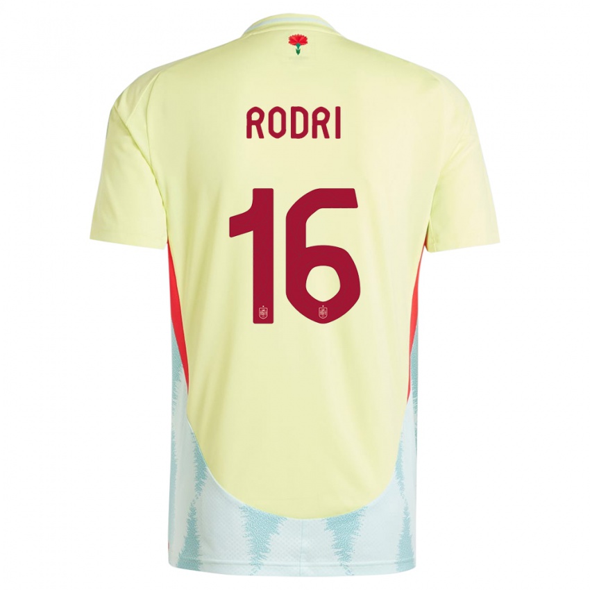 Dame Spania Rodri #16 Gul Bortetrøye Drakt Trøye 24-26 Skjorter T-Skjorte