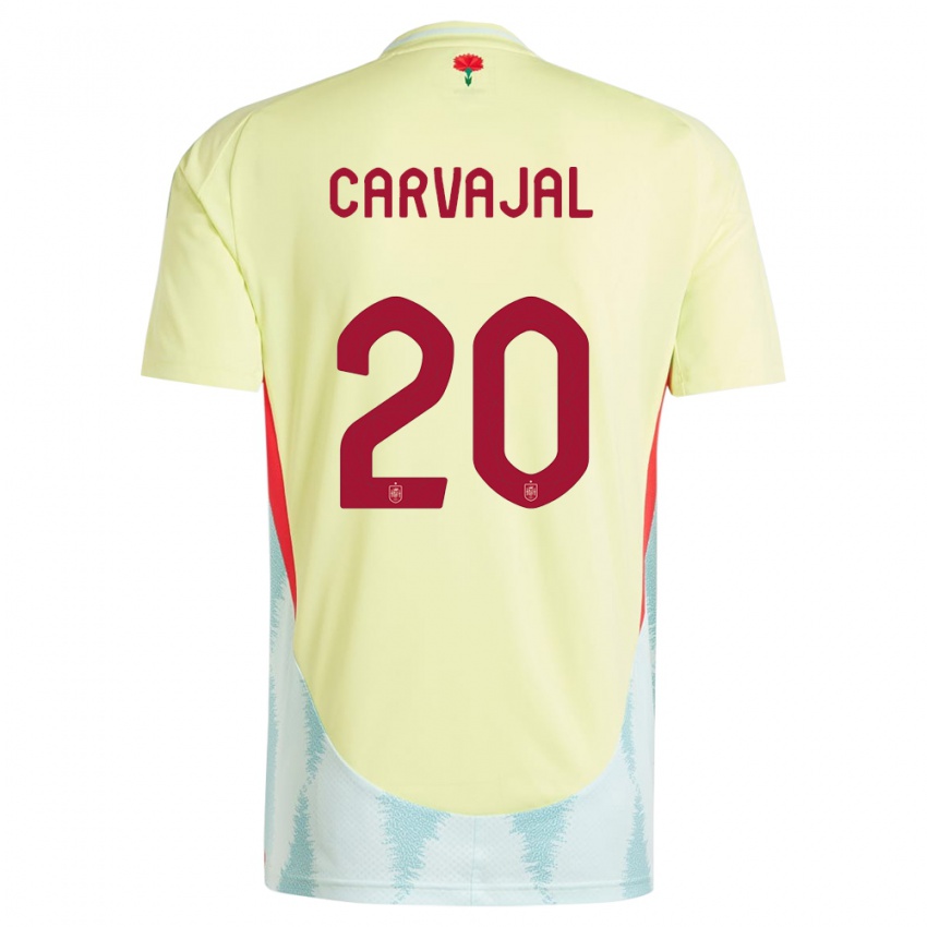 Dame Spania Daniel Carvajal #20 Gul Bortetrøye Drakt Trøye 24-26 Skjorter T-Skjorte