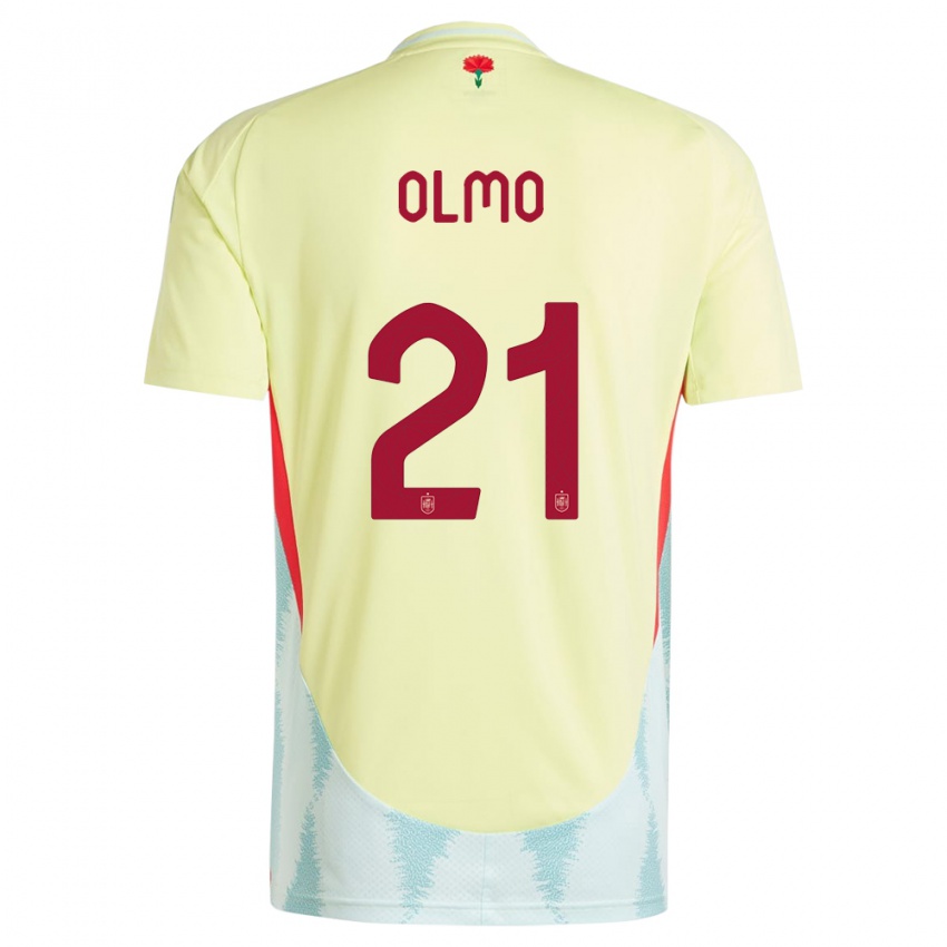 Dame Spania Dani Olmo #21 Gul Bortetrøye Drakt Trøye 24-26 Skjorter T-Skjorte