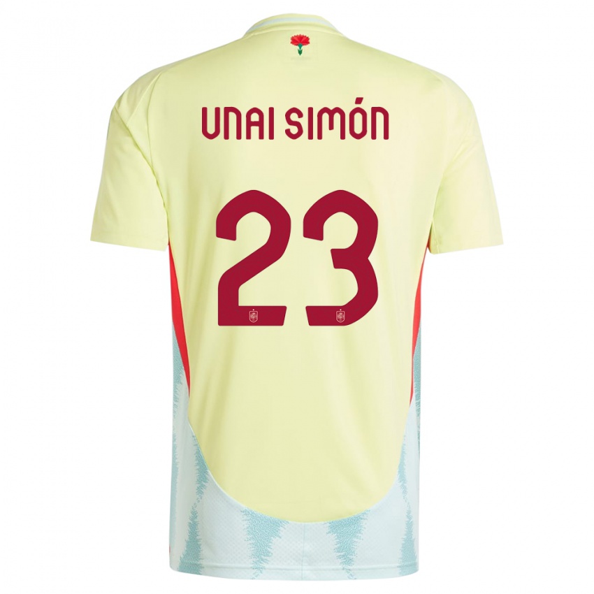 Dame Spania Unai Simon #23 Gul Bortetrøye Drakt Trøye 24-26 Skjorter T-Skjorte