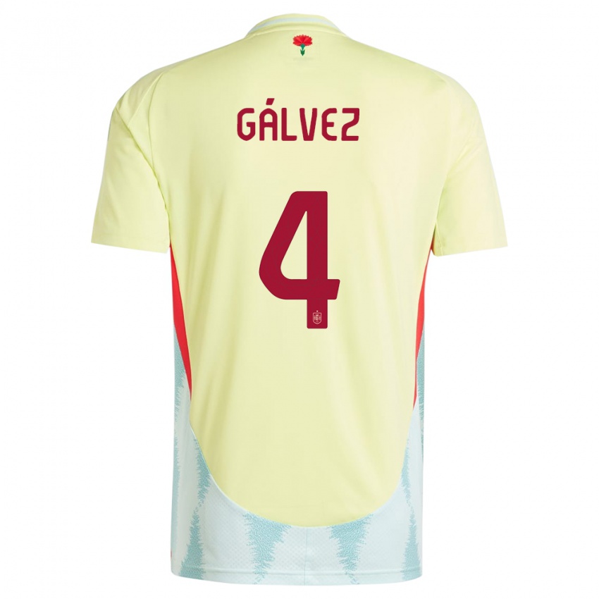 Dame Spania Rocio Galvez #4 Gul Bortetrøye Drakt Trøye 24-26 Skjorter T-Skjorte