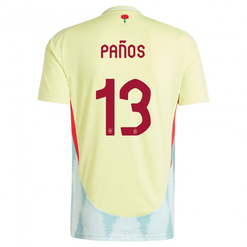 Dame Spania Sandra Panos #13 Gul Bortetrøye Drakt Trøye 24-26 Skjorter T-Skjorte
