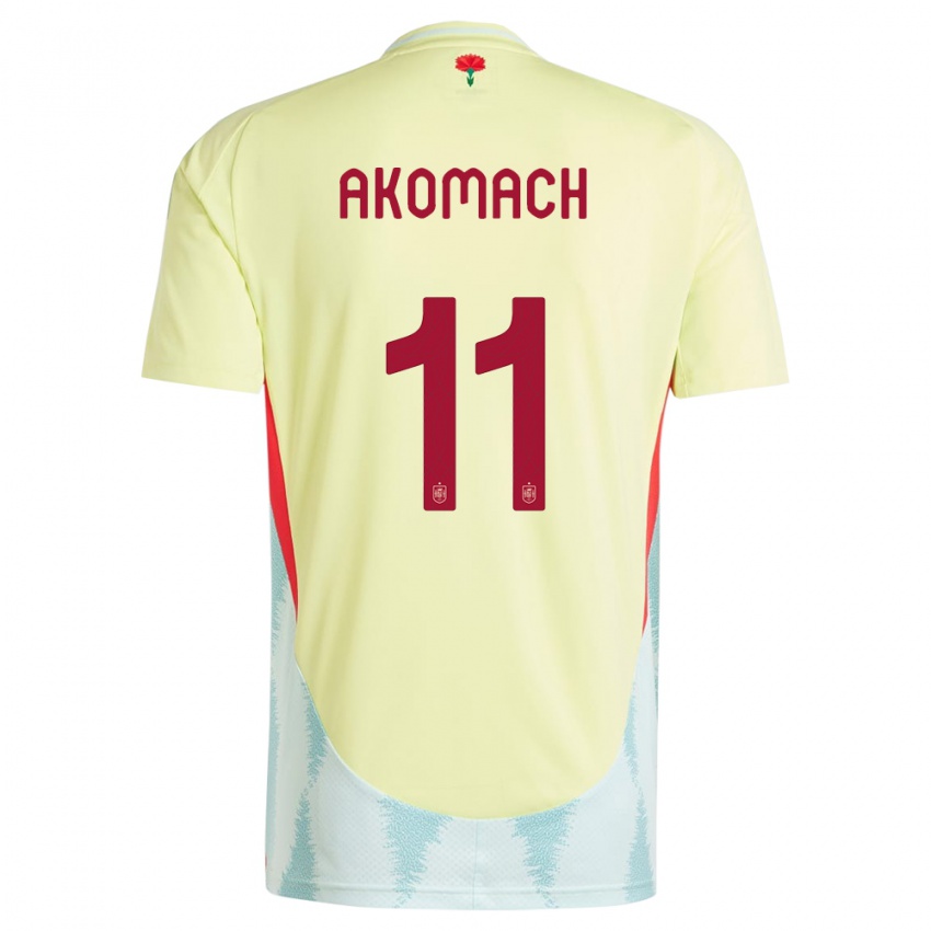 Dame Spania Ilias Akomach #11 Gul Bortetrøye Drakt Trøye 24-26 Skjorter T-Skjorte