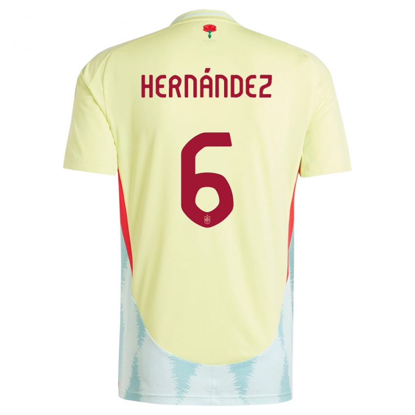 Dame Spania Gerard Hernandez #6 Gul Bortetrøye Drakt Trøye 24-26 Skjorter T-Skjorte
