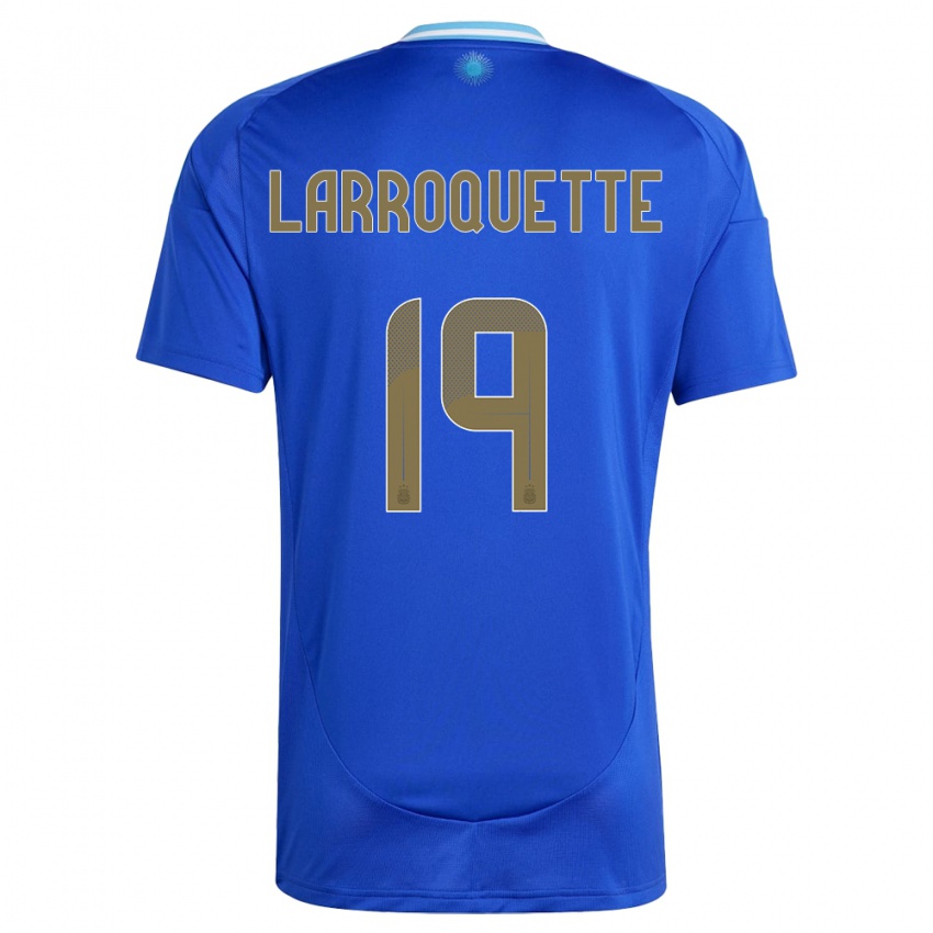 Dame Argentina Mariana Larroquette #19 Blå Bortetrøye Drakt Trøye 24-26 Skjorter T-Skjorte