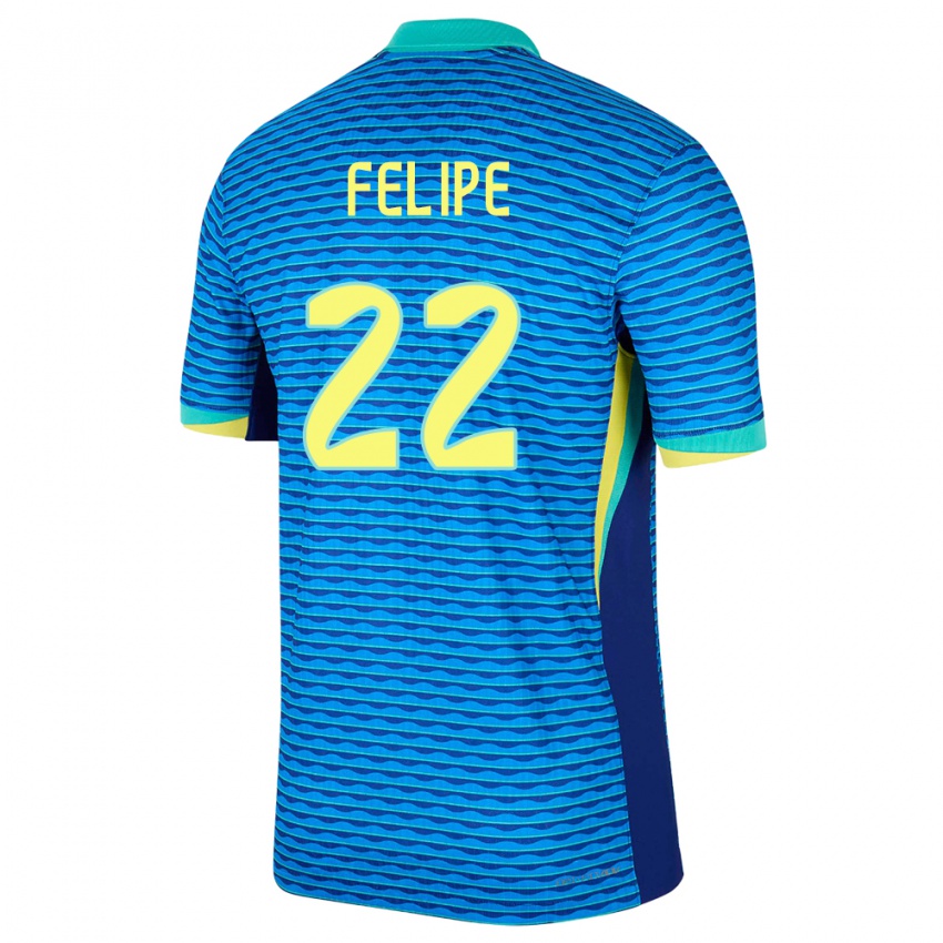 Dame Brasil Cayo Felipe #22 Blå Bortetrøye Drakt Trøye 24-26 Skjorter T-Skjorte